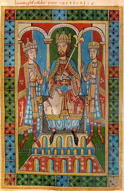 Friedrich Barbarossa mit seinen Shnen Knig Heinrich und Herzog Friedrich