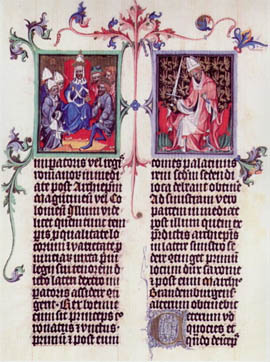 Seite aus der von Knig Wenzel in Auftrag gegebenen Prunkhandschrift, 1400