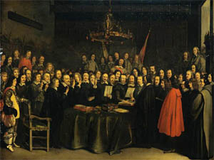 Unterzeichnung des Westflischen Friedens 1648 in Mnster
