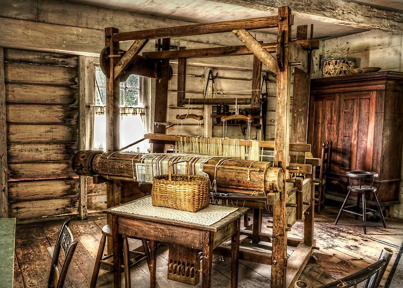 Historischer Webstuhl in einem Bauernhaus