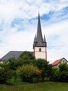 Die evangelische Kirche in Angersbach ist eine gotische Kirche, die dreimal umgebaut wurde und ihren jetzigen baulichen Zustand im Jahre 1763 erfuhr. Ein bedeutsames Kunstwerk ist das Fresko an der Turminnenseite aus dem 12. Jahrhundert. Es zeigt das Bild des Heiligen Georg.