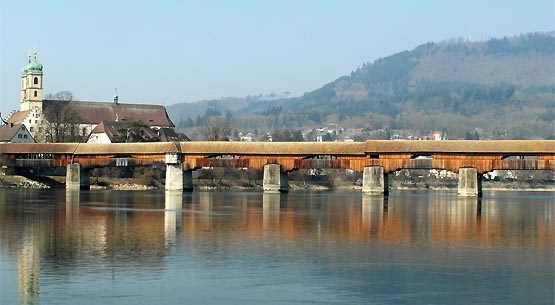 Holzbrcke ber den Rhein und Fridolinsmnster