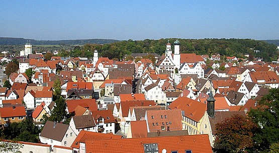 Blick vom Bruckersberg auf die Altstadt von Giengen an der Brenz