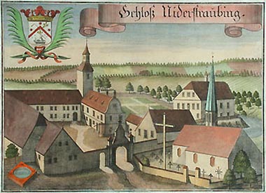 Das im 19. Jh. abgebrochene Schloss Niederstraubing im Ortsteil Niederstraubing