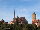 Schlitzer "Vierklang" - Die vier Trme der Vorderburg, der Evangelischen Stadtkirche, des Rathauses und der Hinterburg (von links nach rechts)