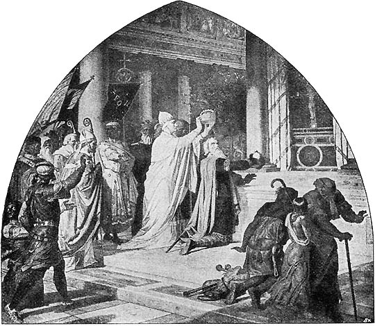 Karl der Grosse wird im Petersdom in Rom von Papst Leo III. zum Kaiser gekroent