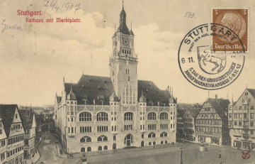 Ehemaliges Stuttgarter Rathaus am Marktplatz um 1907