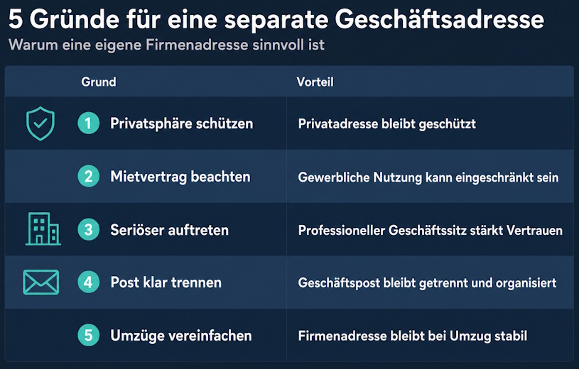 5 Gründe für eine separate Geschäftsadresse 5 Gründe für eine separate Geschäftsadresse