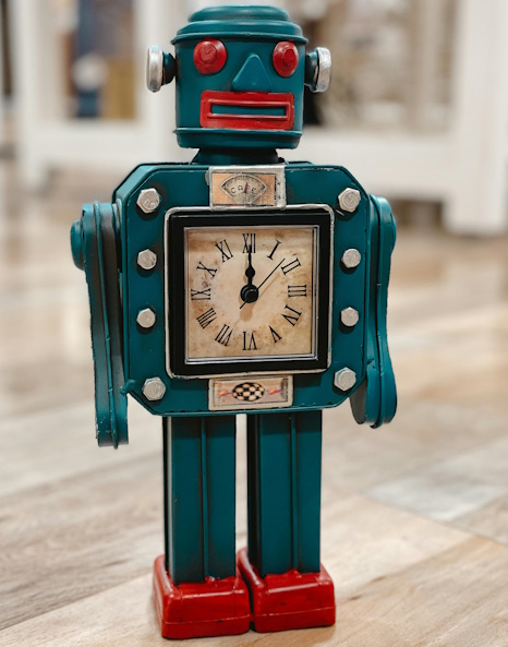 Roboter mit Analoguhr